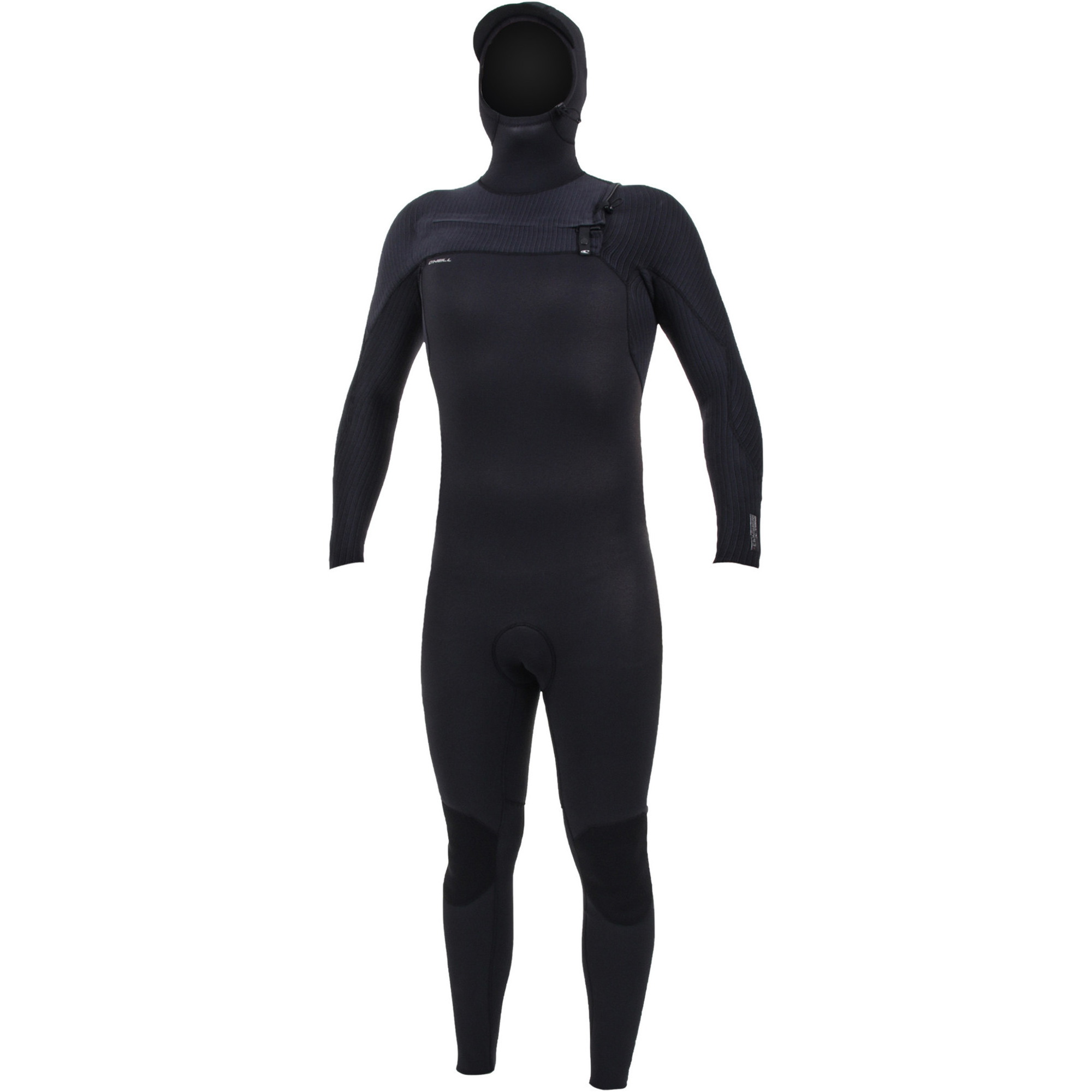 2025 O'Neill Da Uomo HyperFreak+ 4/3mm Chest Zip Con Cappuccio Muta 5346 - Black